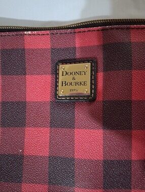 Dooney & Bourke Red and Black Buffalo Plaque Clutch